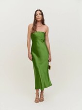 Sold Out Reformation Joana Silk Strapless Dress in Palm Green