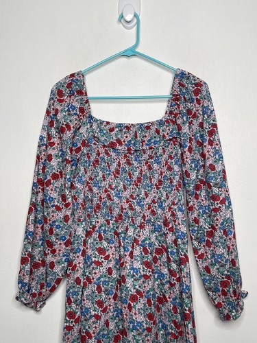 Cotton On Dress Girls Large 13-15 Square Neck Floral Smocked Long Sleeve NWOT - Picture 5 of 6