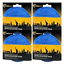 TrexNYC Microfiber Wax Applicator Pads with Finger Pocket, 4-Packs