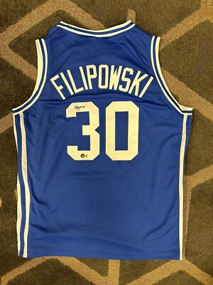 Duke Bluedevils Kyle Filipowski Autographed Custom Blue Jersey Beckett 