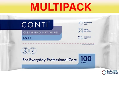 3 x Conti Soft Large Patient Vernacare Dry Wipes - 30 x 28 cm - 3 Packs of 100