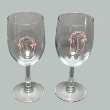 Flamingo Beach Club Wine Glass Barware Drinkware Set of 2 Pink