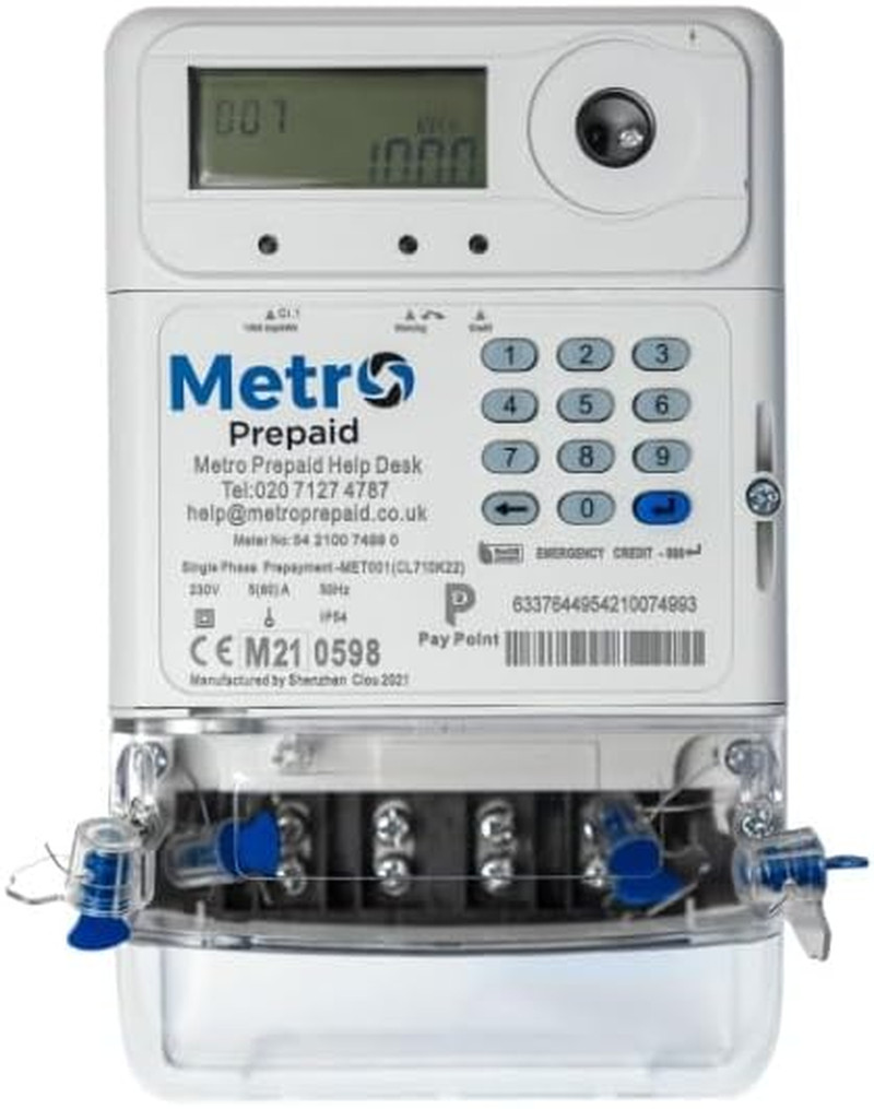 Metro Prepayment Electric Meter. Top-Up via Paypoint, Paypal, Online or Barclays