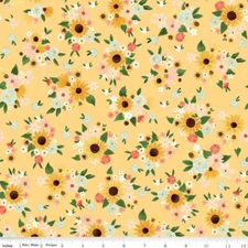 Sunflower Floral Fabric Flowers C13720 Homemade Sunshine Cotton Riley Blake Yard