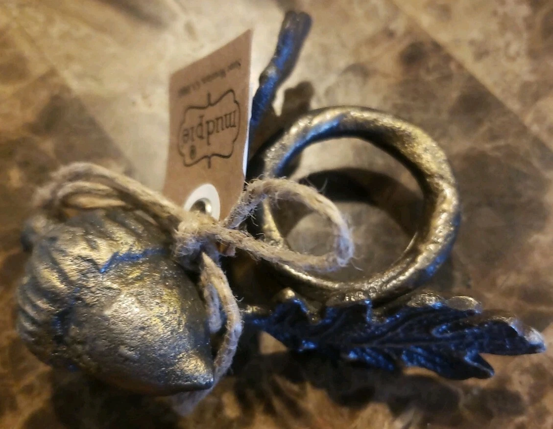 Mud Pie Metal Branch Napkin Ring Acorn