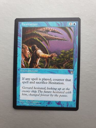 Hesitation , MTG Stronghold (1998). Uncommon Blue Enchantment NM - Picture 1 of 2