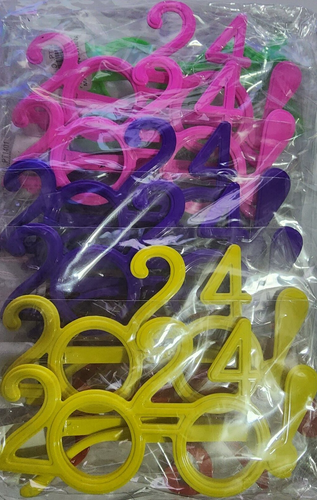 1 Pair 2024 Happy New Year’s Eve Plastic Eyeglasses for New Year Colors May Vary