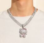 Kawaii Hello Kitty Diamond Pendant Necklace, Anime Sanrio Cute Cat Jewelry