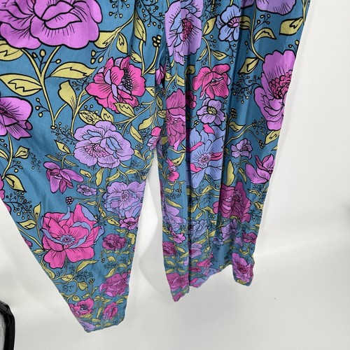 Free people Rolling Hills Wide Leg Floral Jumpsuit Bluebell Combo Size S NWT - Picture 8 of 8