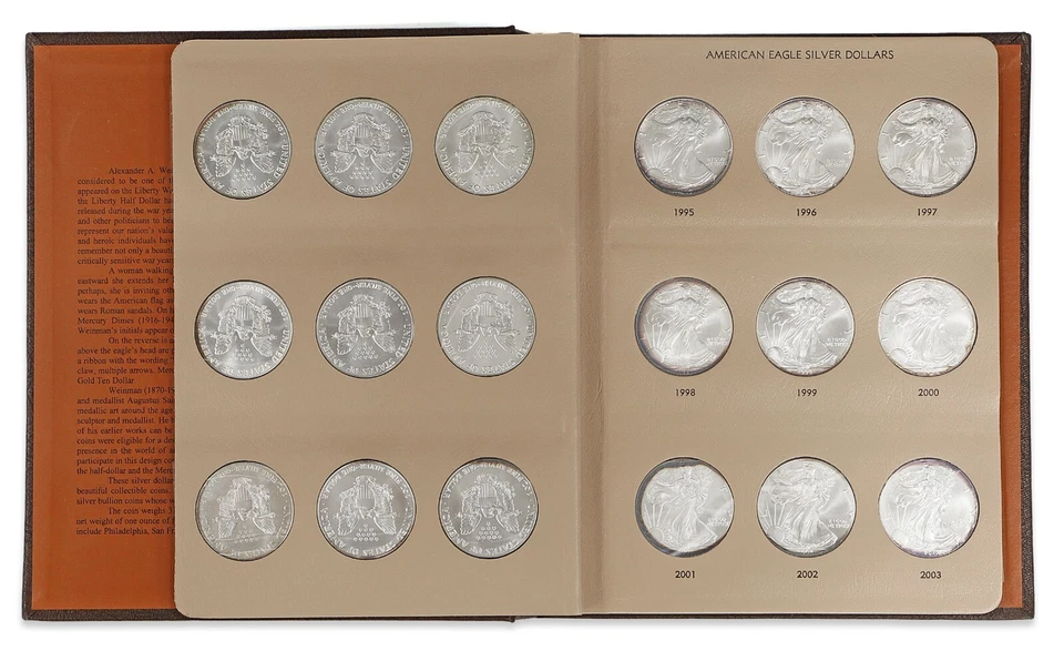 Juego de 21 monedas American Silver Eagle 1986-2006 BU sin circular 1 oz plata .999 Foto 3 de 4