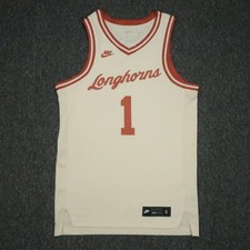 Texas Longhorns Jersey Mens Small Off White Orange Nike Basketball Throwback
