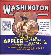 R. Atkinson Fox, George Washington Brand Dehydrated Apples Label, VTG FREE SHIP