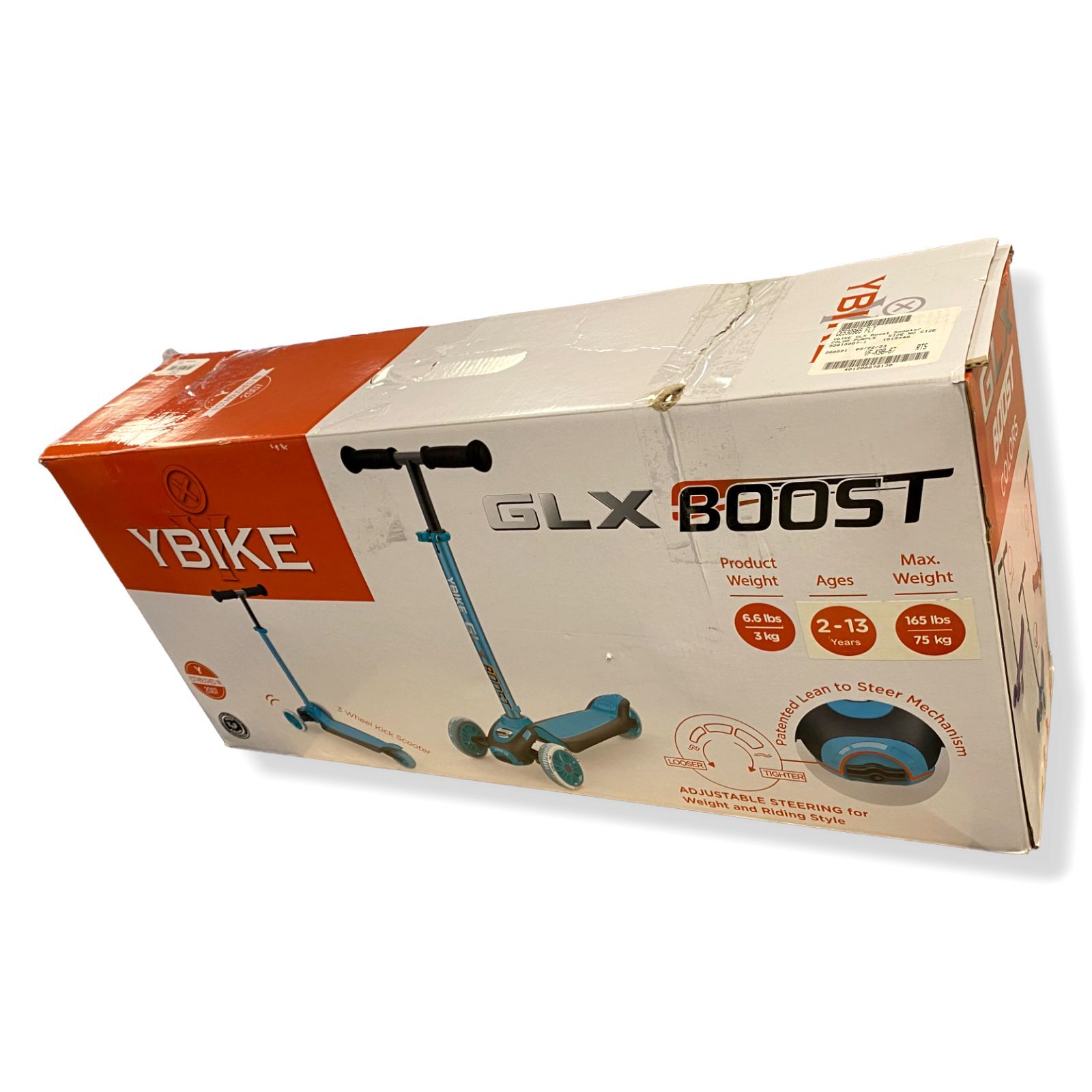 $122 YBike Red GLX Boost Kid Kick Light-Up Scooter Adjustable Steering Handle