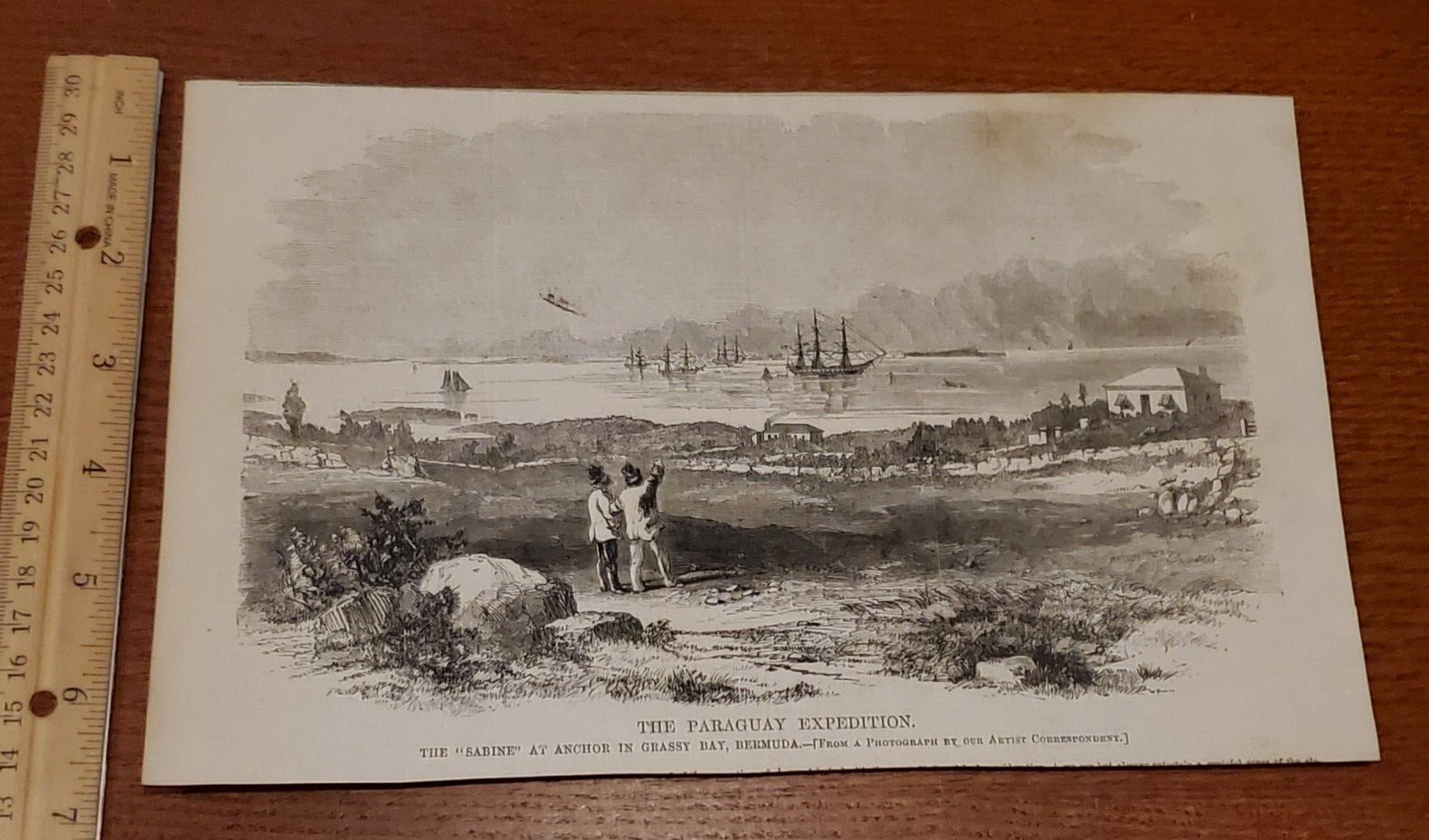 Harper's Weekly 1858 Sketch Print THE PARAGUAY EXPEDITION GRASSY BAY BERMUDA