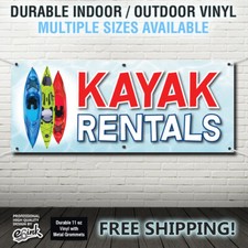 KAYAK RENTALS Business Advertising Vinyl Banner Sign Kayaking Canoeing Boating