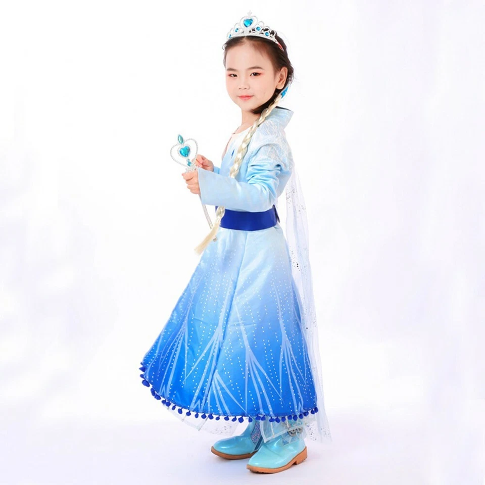 2020 NUEVO Disfraz de Elsa Vestido de Fiesta de Halloween y Juego de Juegos con disfraces para niñas 2-11 años Foto 4 de 4