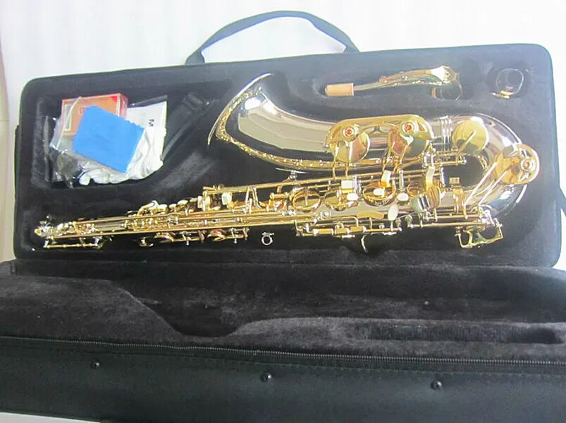 Tenor Saxophone, W037 Bb Tone Nickel Silver Plated Tube Gold Key Sax