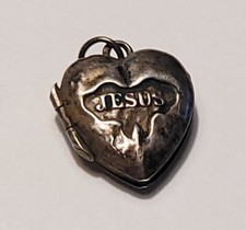 RELIQUAIRE XIX PENDENTIF CASSOLETTE COEUR JÉSUS MARIE ARGENT MASSIF #MA# F1
