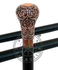 Antique Finish Royal Art Ornated Knob Head 3 Fold Vintage Wooden Walking Stick