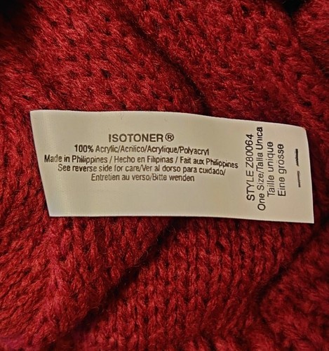 Isotoner 3 Piece Knit Scarf (60”x8”), Hat, Gloves Set Maroon Acrylic NWT 1999 - Picture 4 of 5