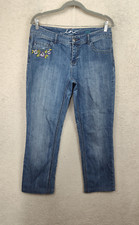 INC International Concepts Women Jeans 8 Blue Cotton Blend Embroidered Denim