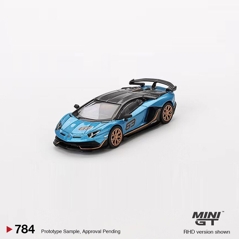 MINIGT 1:64 Model Car Lambor Aventador SVJ 63 Blu Aegir Sport Vehicle Car #784