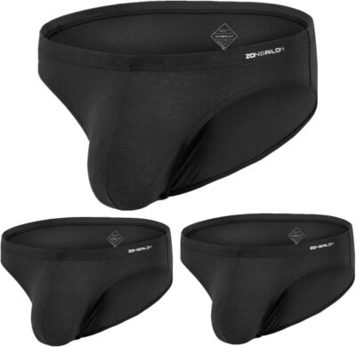 Zonbailon 3-PACK Mens Bulge Enhancing Underwear Briefs with Big Ball Pouch