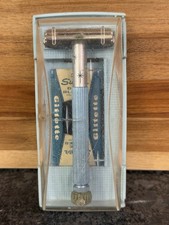 Vtg Lady Gillette Blue Star Safety Double Razor In Original Case Vtg Lady Gillette Blue Star Safety Double Razor In Original Case