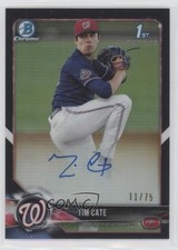 2018 Bowman Draft Chrome Pick Black Refractor 11/75 Tim Cate #CDA-TCA Auto 1p5