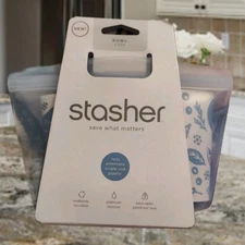 Stasher 2-Cup Bowl To-Go Reusable Container Pinch & Lock Seal Silicone