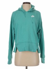 Nike Women s Small Swoosh Teal Cropped Oversized Hoodie