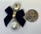 J.Crew Gold Tone Faux Pearl Rhinestone Black Bow Dangle Earrings 13.4g — photo 3