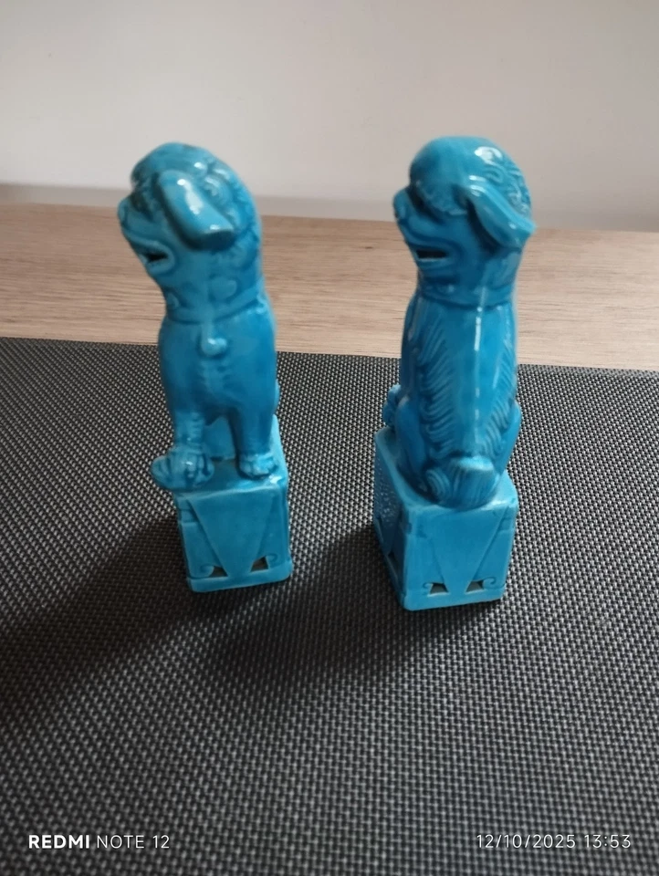 Paire de statuettes chien de Foo Chinois 12 cm - Photo 4/4