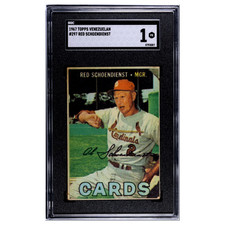 Red Schoendienst #297 SGC 1 1967 Topps Venezuelan Vintage Baseball Card MLB
