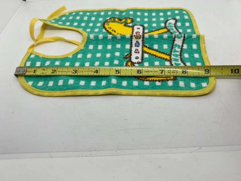 Babero de bebé de tela de rizo verde amarillo caballo mecedor unisex niño niña espalda de plástico de colección Foto 2 de 4