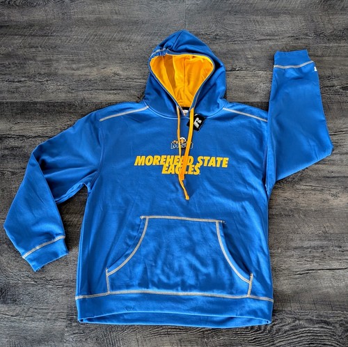 Men's Blue Morehead State Eagles Team Logo RUSSELL Pullover Hoodie NCAA NWT Sz L - Picture 1 of 9
