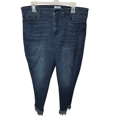 Sofia Jeans Frayed Hem Dark Wash Denim Jeans Size 16