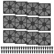 12Pcs 120mm Fan Filter Grill Plastic Ventilation Grill Cover with Screws, Black