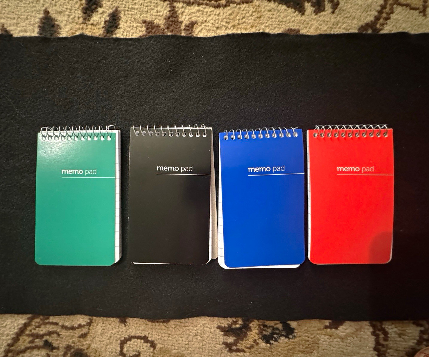 Set of 4 Mini Memo Pads, 3 x 5 in, Top Spiral Bound Lined Paper, Colors
