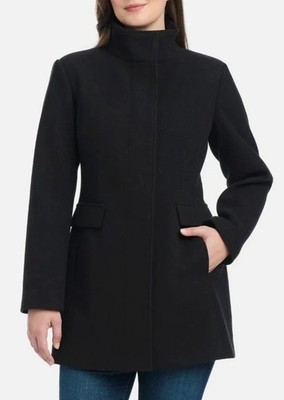 Vince Camuto Women's M Black Mid-Length Pea Coat Polyester JCK125