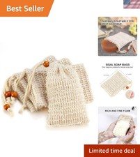 Exfoliating Sisal Soap Holder for Showers - Plastic-Free Quick-Drying 4 Pack