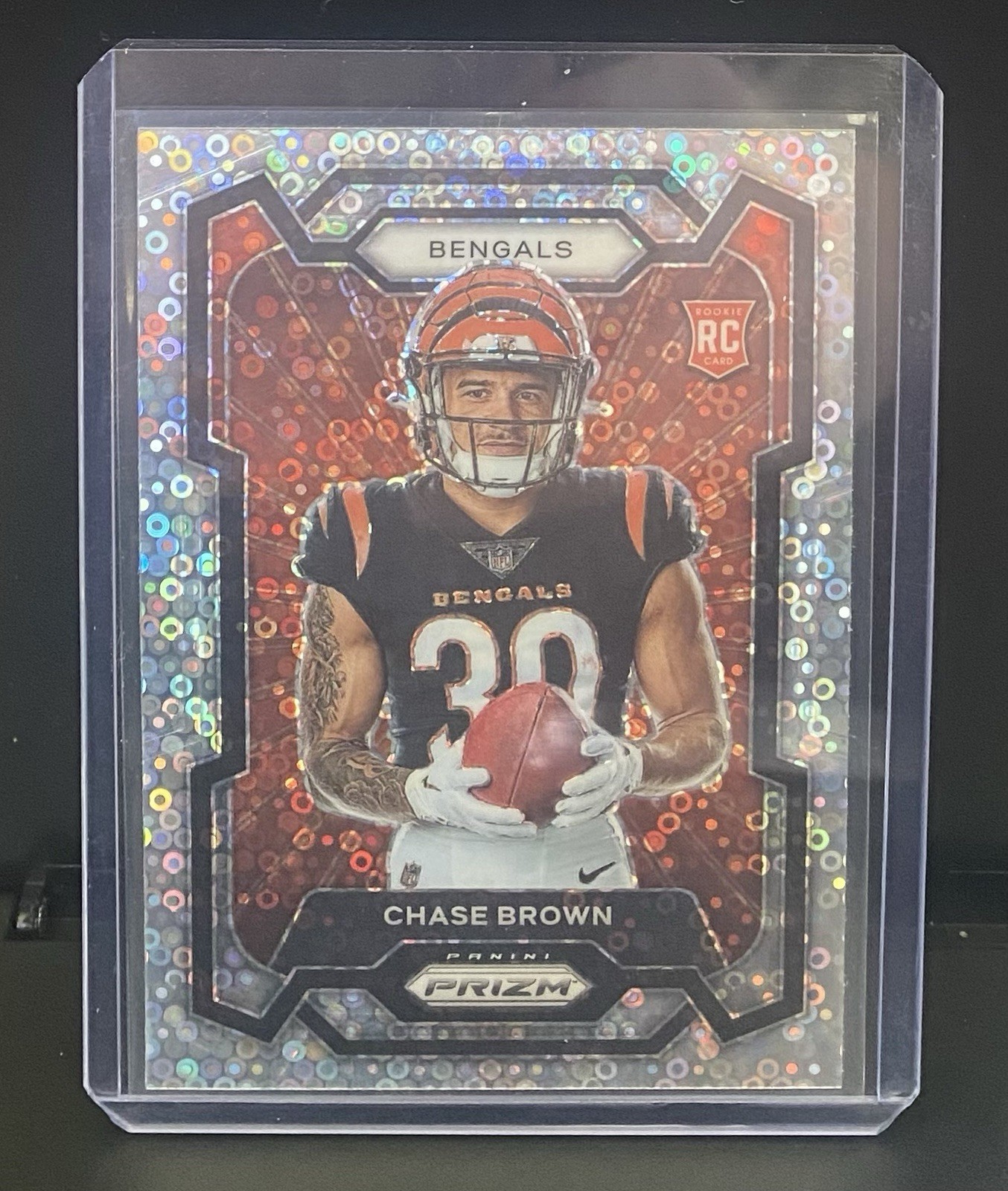 2023 Panini Prizm No Huddle Chase Brown #335 Variation Silver Disco Bengals RC