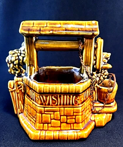 Vintage McCoy Pottery Wishing Well Planter Oh Wishing Well Grant a Wish To Me