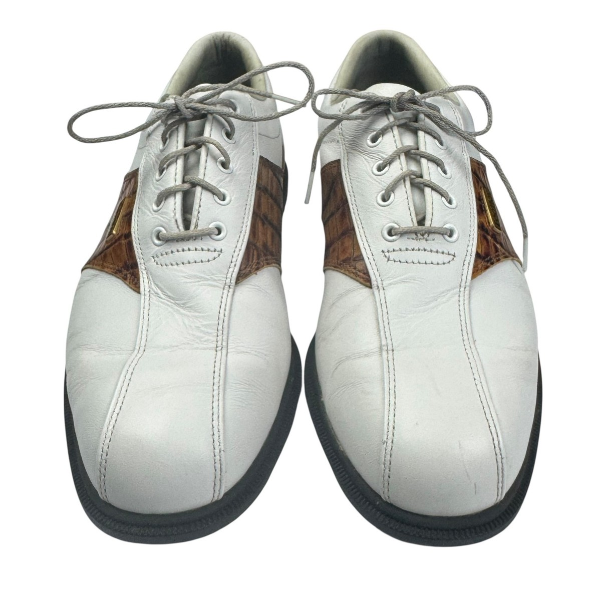 FootJoy DryJoys Tour Golf Shoes Faux Alligator White/Brown Men's