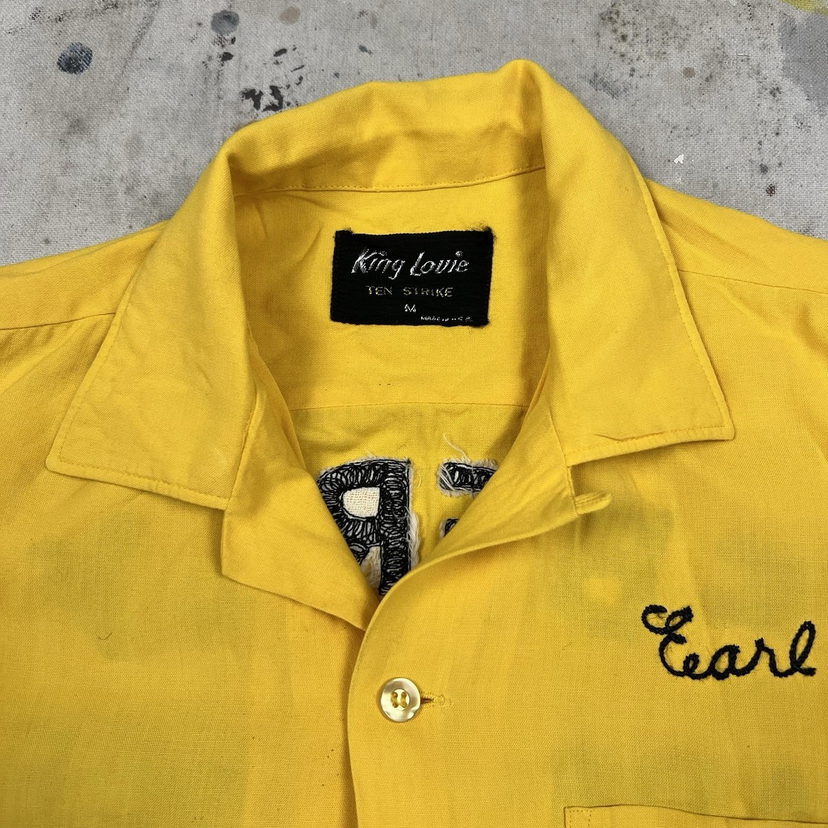 Vintage 60s King Louie Rayon Gabardine Chainstitch Bowling Shirt