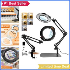 Magnifying Glass With Light 10X 84 LED Desk Lamp Stand Clamp USB Powered