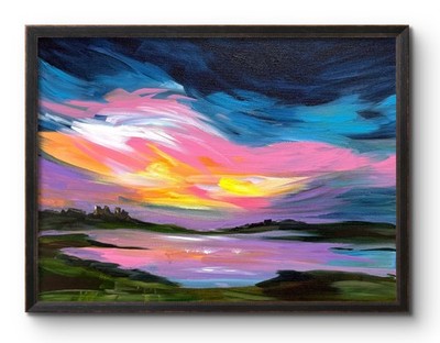 CHICAGO SUNSET EXPRESSIONISM 14X11 ABSTRACT ORIGINAL ART MODERN HOME