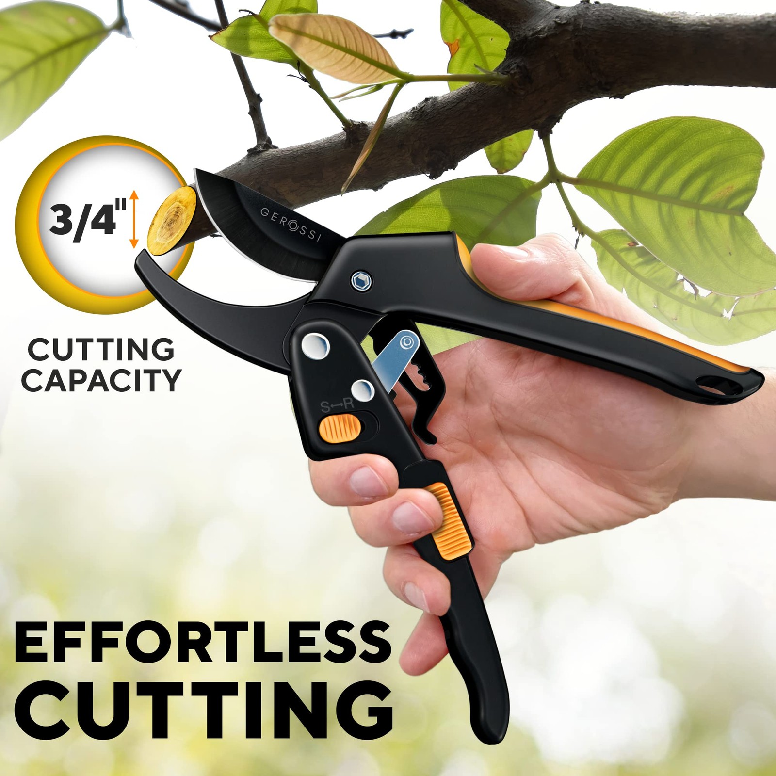Ratchet Pruning Shears for Gardening Heavy Duty - Increases Cutting Power 3x ...