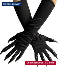 Halloween Black Cat Claw Gloves, Long Nail Costume Party Props