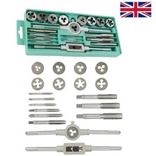 20pc Tap and Die Set, M3-M12 Drill Bit Thread Threading Repair Tool Kit UK
